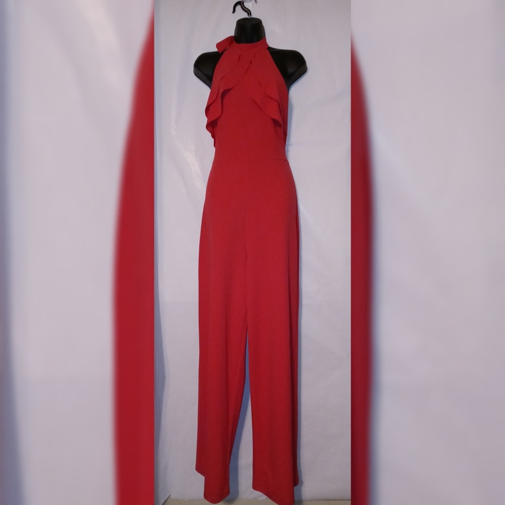 Bebe Ruffle Top Belted Jumpsuit - Picture 5 of 6